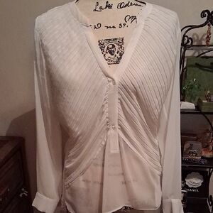 SANDRO PARIS Elegant White Women's Sheer Blouse Size 2